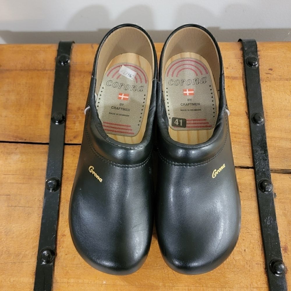Denmark Leather Wooden Clog Corona by Craftman black size 41 new